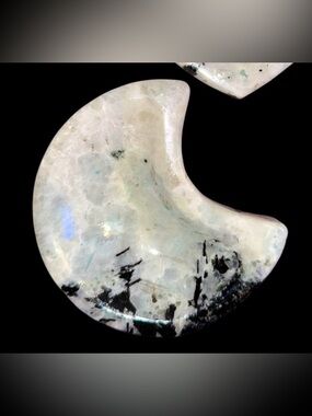 Rainbow Moonstone Moon Bowl Jewelry or Sphere Holder